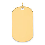 14k Yellow Gold Dog Tag Pendant, Polished Blank Surface, Minimalist Military Style, Unisex