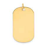 14k Yellow Gold Dog Tag Pendant, Polished Military Style, Engravable for Men or Unisex