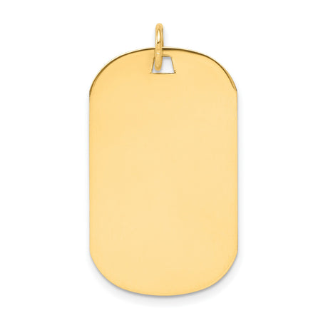 14k Yellow Gold Dog Tag Pendant, High Polish Blank Rectangle, Military Style, Engraving Ready