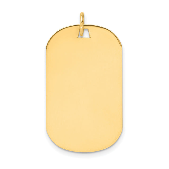 14k Yellow Gold Dog Tag Pendant, Polished Military Style, Engravable Unisex Charm