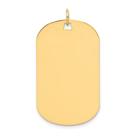14k Yellow Gold Dog Tag Pendant, Plain Polished Engraving-Ready Military Style Charm for Men or Unisex