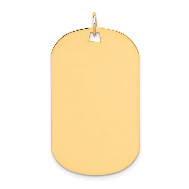 14k Yellow Gold Dog Tag Pendant, Plain Polished Engraving-Ready Military Style Charm for Men or Unisex
