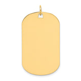 14k Yellow Gold Dog Tag Pendant, Plain Engravable Military Style, Unisex Rectangle Identity Symbol