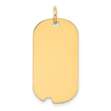 14k Yellow Gold Dog Tag Pendant, Polished Engravable Military Style ID Tag, Unisex Design