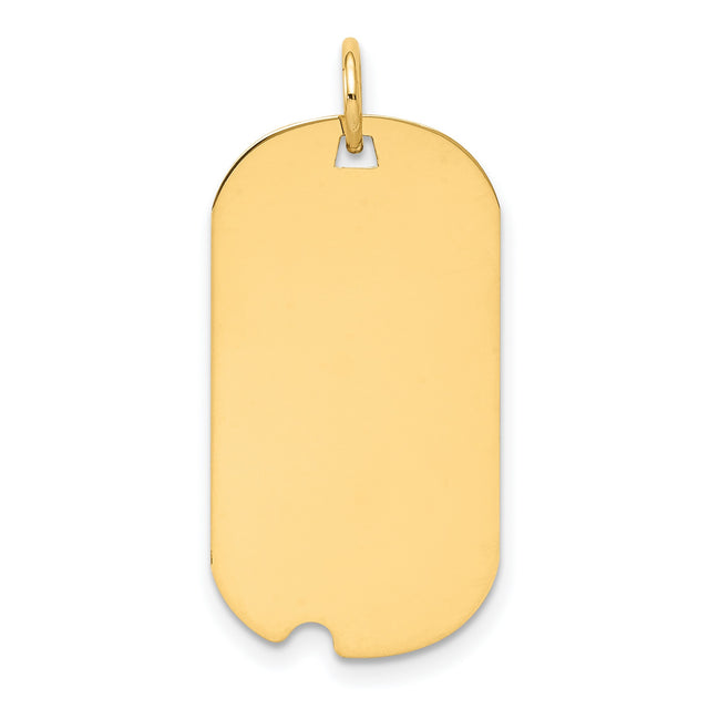 14k Yellow Gold Dog Tag Pendant, Polished Engravable Military Style ID Tag, Unisex Design