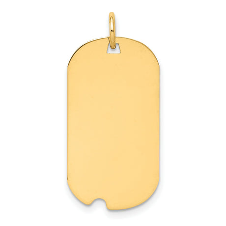 14k Yellow Gold Dog Tag Pendant, Plain Polished Military Style for Men or Unisex Wear