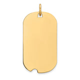 14k Yellow Gold Dog Tag Pendant, High Polish Military Style, Blank Engraving Plate for Men or Unisex