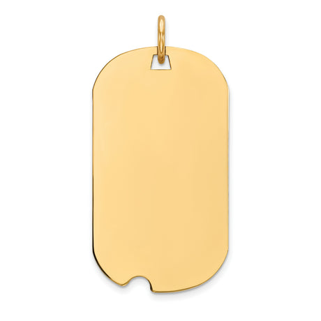 14k Yellow Gold Dog Tag Pendant, High Polish Military Style Identity Charm for Men or Unisex Wear