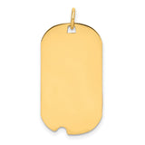 14k Yellow Gold Dog Tag Pendant, Military Style Polished Identity Charm for Men or Unisex Wear