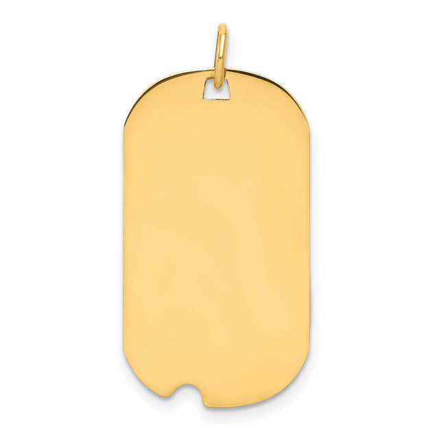 14k Yellow Gold Dog Tag Pendant, Military Style Polished Identity Charm for Men or Unisex Wear
