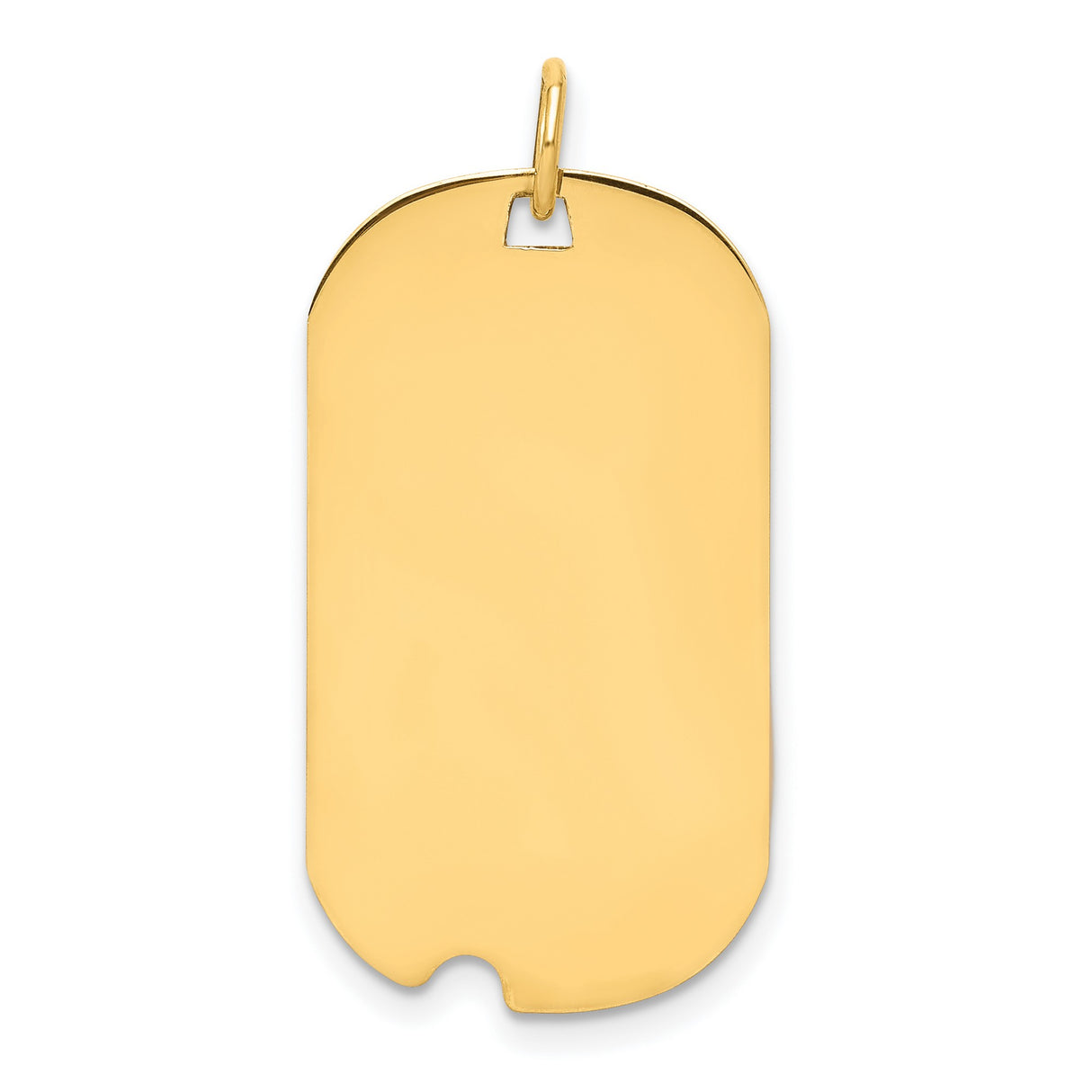 14k Yellow Gold Dog Tag Pendant, Polished Military Style ID Charm for Men or Unisex Wear
