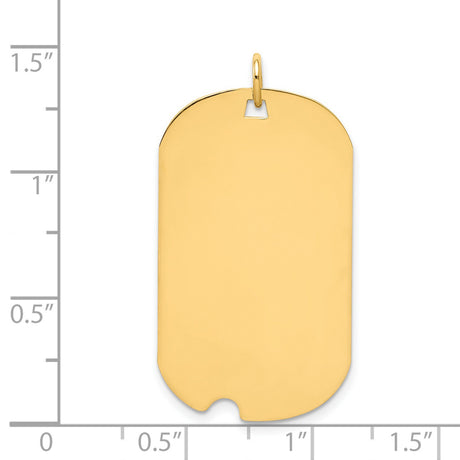 Plain .018 Gauge Engravable Dog Tag with Notch Disc Charm Pendant in Real 14k Yellow Gold