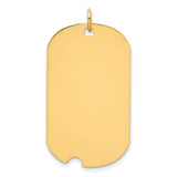14k Yellow Gold Dog Tag Pendant, Plain Polished Notched Edge, Military Style for Men or Unisex