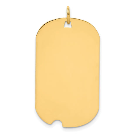 14k Yellow Gold Dog Tag Pendant, Polished Blank Military Style Identity Charm for Engraving