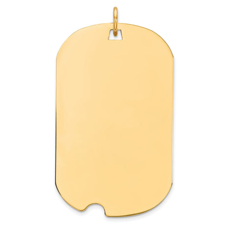 14k Yellow Gold Dog Tag Pendant, High Polish Blank ID Tag, Customizable Military Style for Men or Unisex