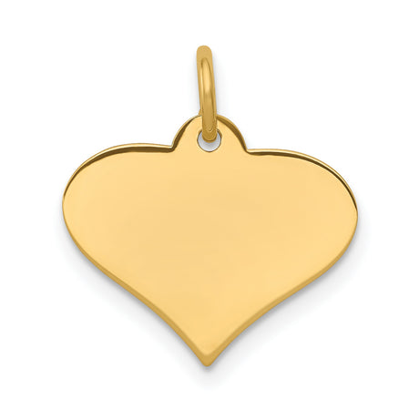 14k Yellow Gold Heart Pendant Charm with Polished Surface for Engraving