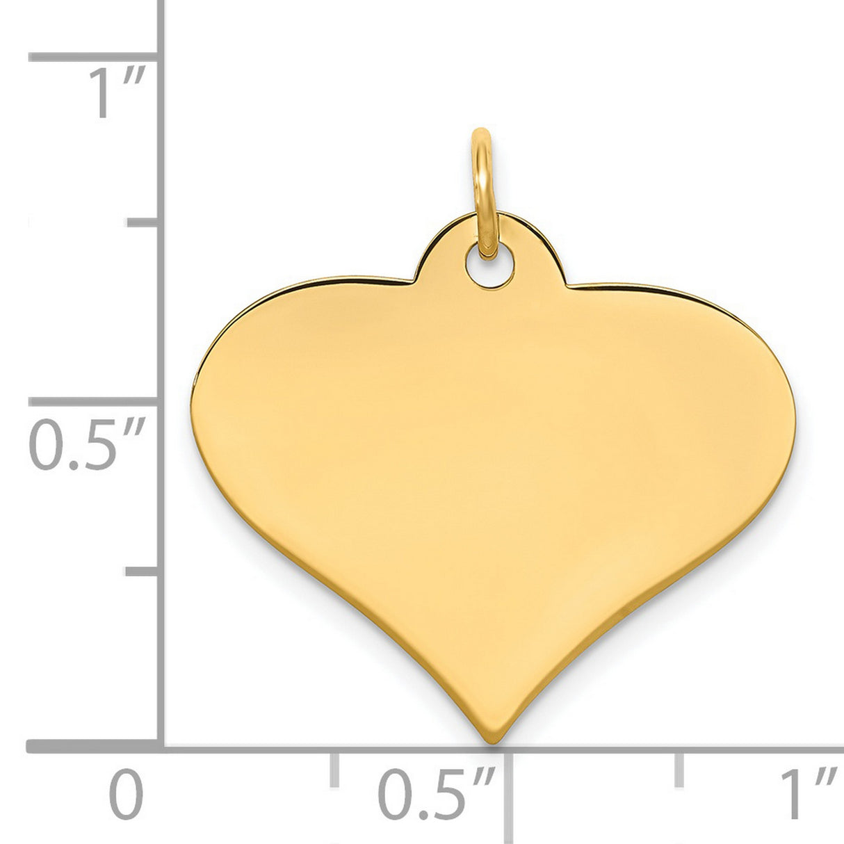 14k Yellow Gold Heart Pendant, Polished Flat Engravable Disc Charm, Minimalist Sentimental Jewelry