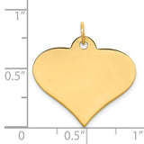 14k Yellow Gold Heart Pendant, Polished Flat Engravable Disc Charm, Minimalist Sentimental Jewelry
