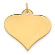 14k Yellow Gold Heart Pendant, Polished Flat Engravable Disc Charm, Minimalist Sentimental Jewelry