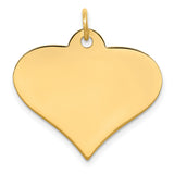 14k Yellow Gold Heart Pendant, Polished Flat Engravable Disc Charm, Minimalist Sentimental Jewelry