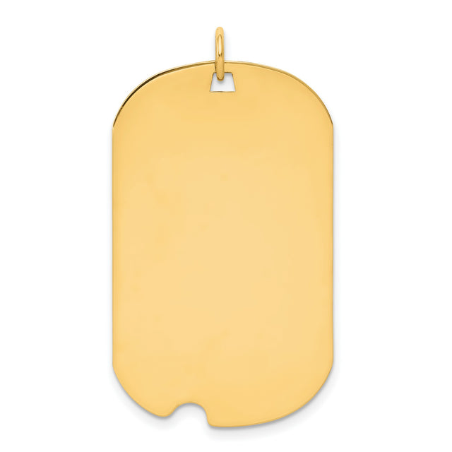 14k Yellow Gold Dog Tag Pendant, High Polish Rectangular Military-Inspired Charm for Men or Unisex