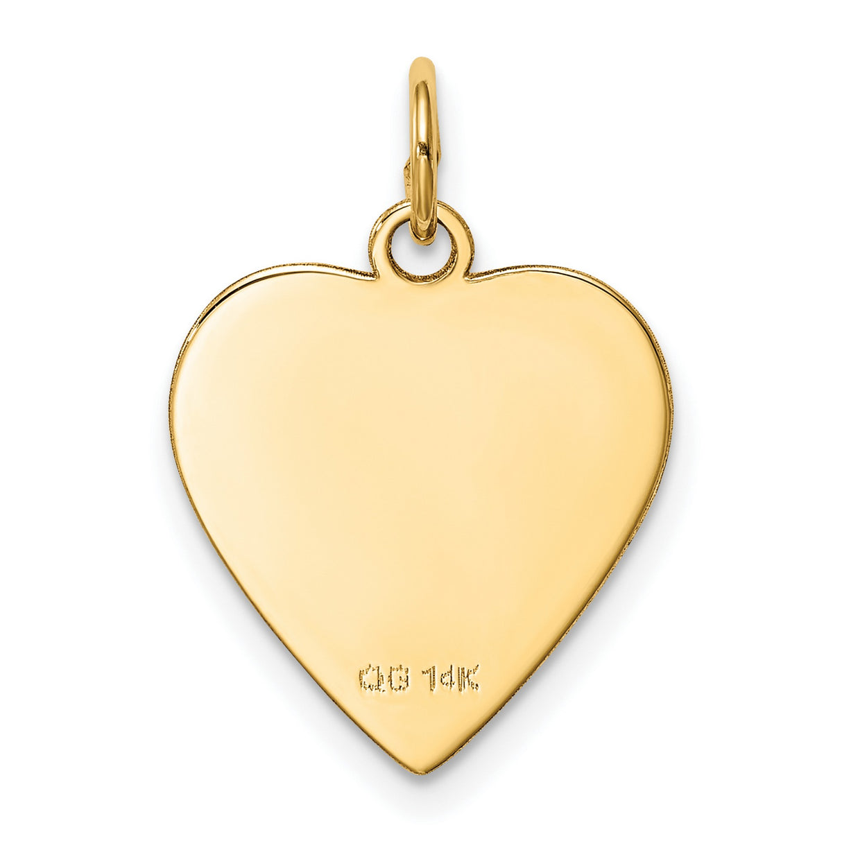 14k Yellow Gold Heart Pendant, Polished Plain Disc Charm, Minimalist Jewelry for Women
