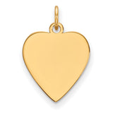 14k Yellow Gold Heart Pendant, Polished Minimalist Charm, Engraving Ready Jewelry for Women