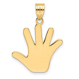 14k Yellow Gold Pendant, Multicolor Enamel Autism Awareness Hand Symbol, Unisex Advocacy Charm