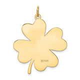 14k Yellow Gold Four-Leaf Clover Pendant, Polished Lucky Charm, Irish Good Luck Symbol