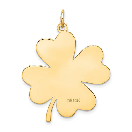 14k Yellow Gold Four-Leaf Clover Pendant, Polished Lucky Charm, Irish Good Luck Symbol