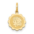 Girl Head on .009 Gauge Engravable Scalloped Disc Charm Pendant in Real 14k Yellow Gold