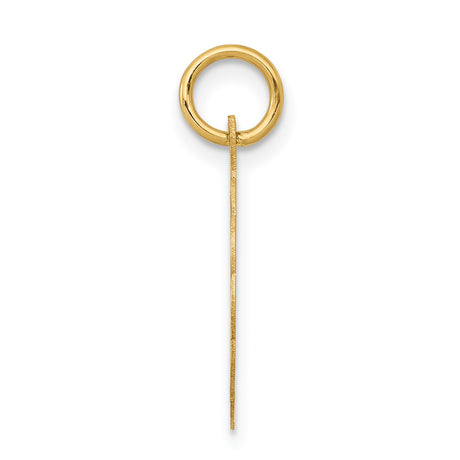 14k Yellow Gold Pendant with Boy Profile, Scalloped Edge Circle Charm for Women