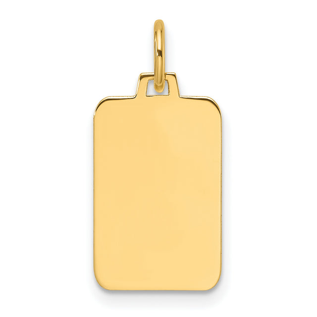 14k Yellow Gold Rectangular Pendant Charm, High Polish Blank Disc for Engraving, Unisex Jewelry