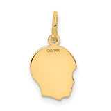 .011 Depth Engravable Boy Head Charm Pendant in Real 14k Yellow Gold