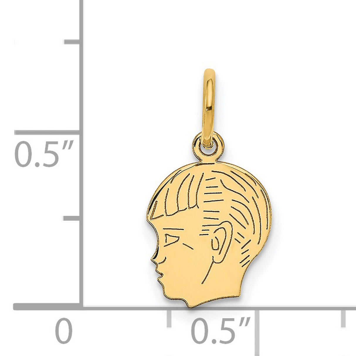 .011 Depth Engravable Boy Head Charm Pendant in Real 14k Yellow Gold