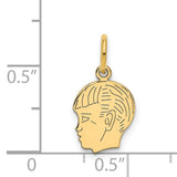 .011 Depth Engravable Boy Head Charm Pendant in Real 14k Yellow Gold