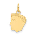 .013 Depth Engravable Boy Head Charm Pendant in Real 14k Yellow Gold