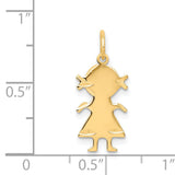 .011 Depth Engravable Girl Charm Pendant in Real 14k Yellow Gold