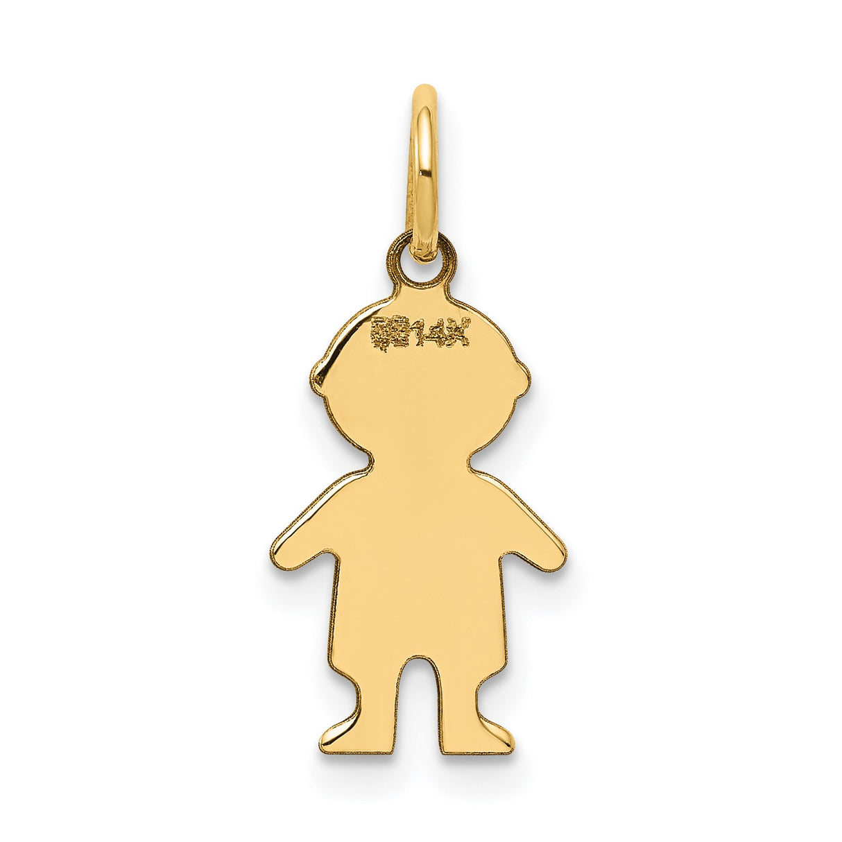 14k Yellow Gold Boy Pendant Charm with Polished Silhouette, Family Symbol for Women