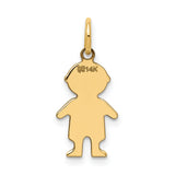 14k Yellow Gold Boy Pendant Charm with Polished Silhouette, Family Symbol for Women