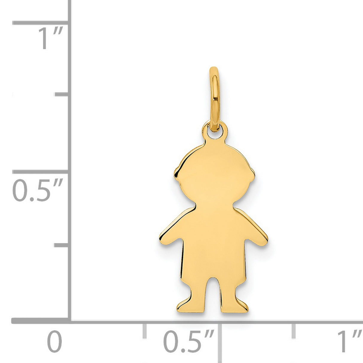 .018 Depth Engravable Boy Charm Pendant in Real 14k Yellow Gold