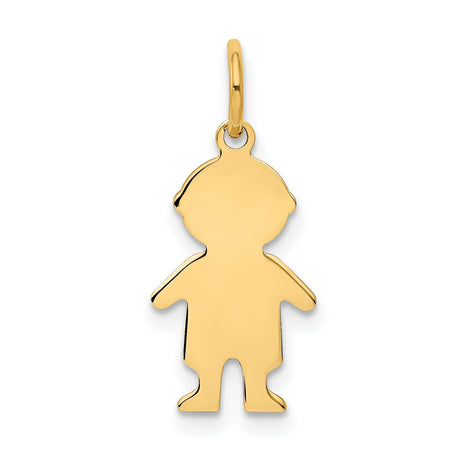 .011 Depth Engravable Boy Charm Pendant in Real 14k Yellow Gold