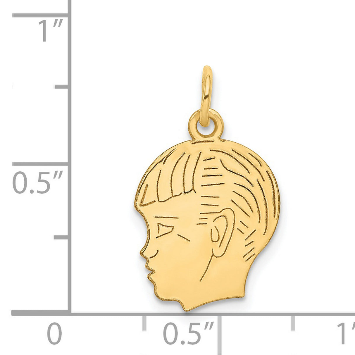 .011 Depth Engravable Boy Head Charm Pendant in Real 14k Yellow Gold