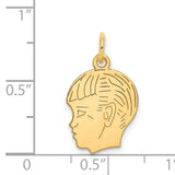 .011 Depth Engravable Boy Head Charm Pendant in Real 14k Yellow Gold