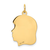 .013 Depth Engravable Girl Head Charm Pendant in Real 14k Yellow Gold