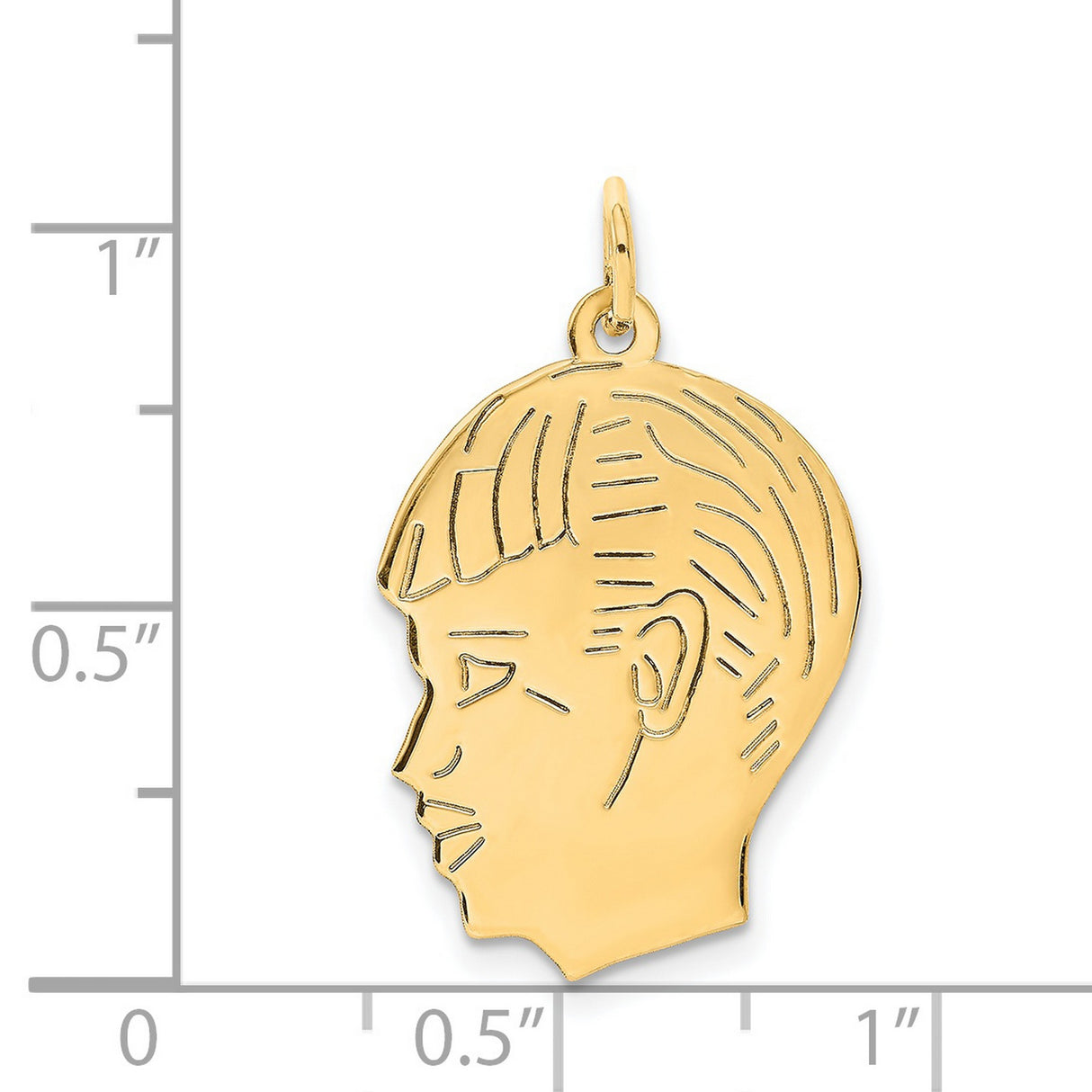 .011 Depth Engravable Boy Head Charm Pendant in Real 14k Yellow Gold