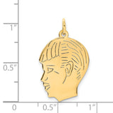 .011 Depth Engravable Boy Head Charm Pendant in Real 14k Yellow Gold