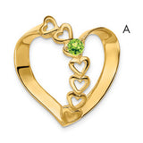 Family Heart Slide Charm Pendant in Real 14k Yellow Gold