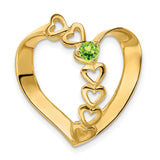 Family Heart Slide Charm Pendant in Real 14k Yellow Gold