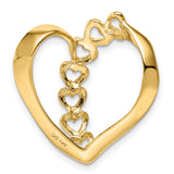 Genuine 3 Stone Mothers Slide Charm Pendant in Real 14k Yellow Gold